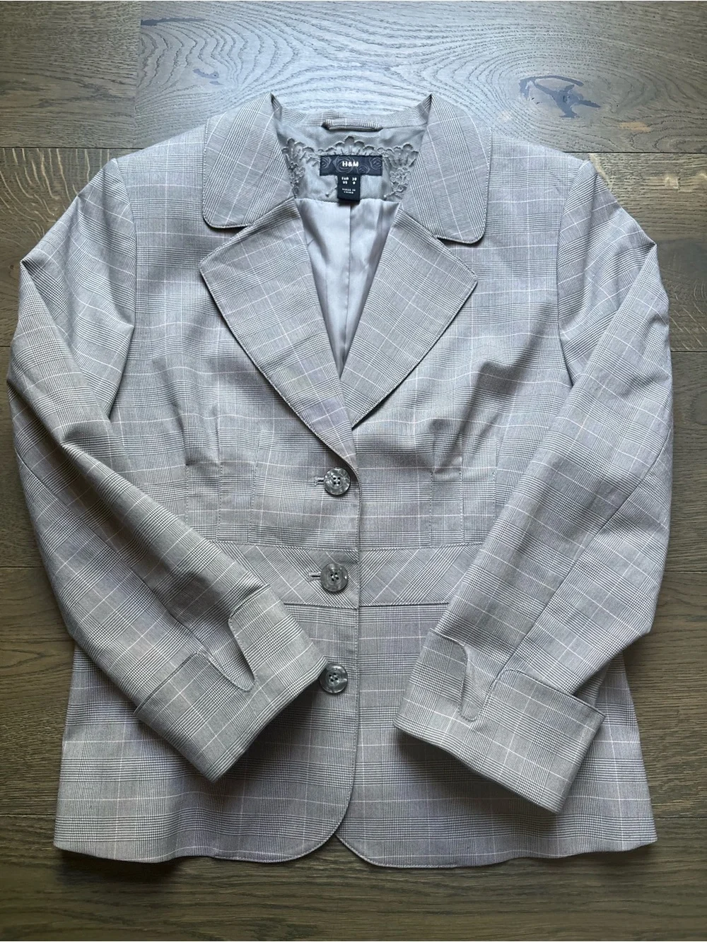 Y2K H&M Suit Fitted Skirt & Blazer In Light Gray Size Blazer 8 / Skirt 6